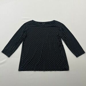 J.‎ Jill Wearever Top Boat Neck 3/4 Sleeve Geometric Black Womens Size S